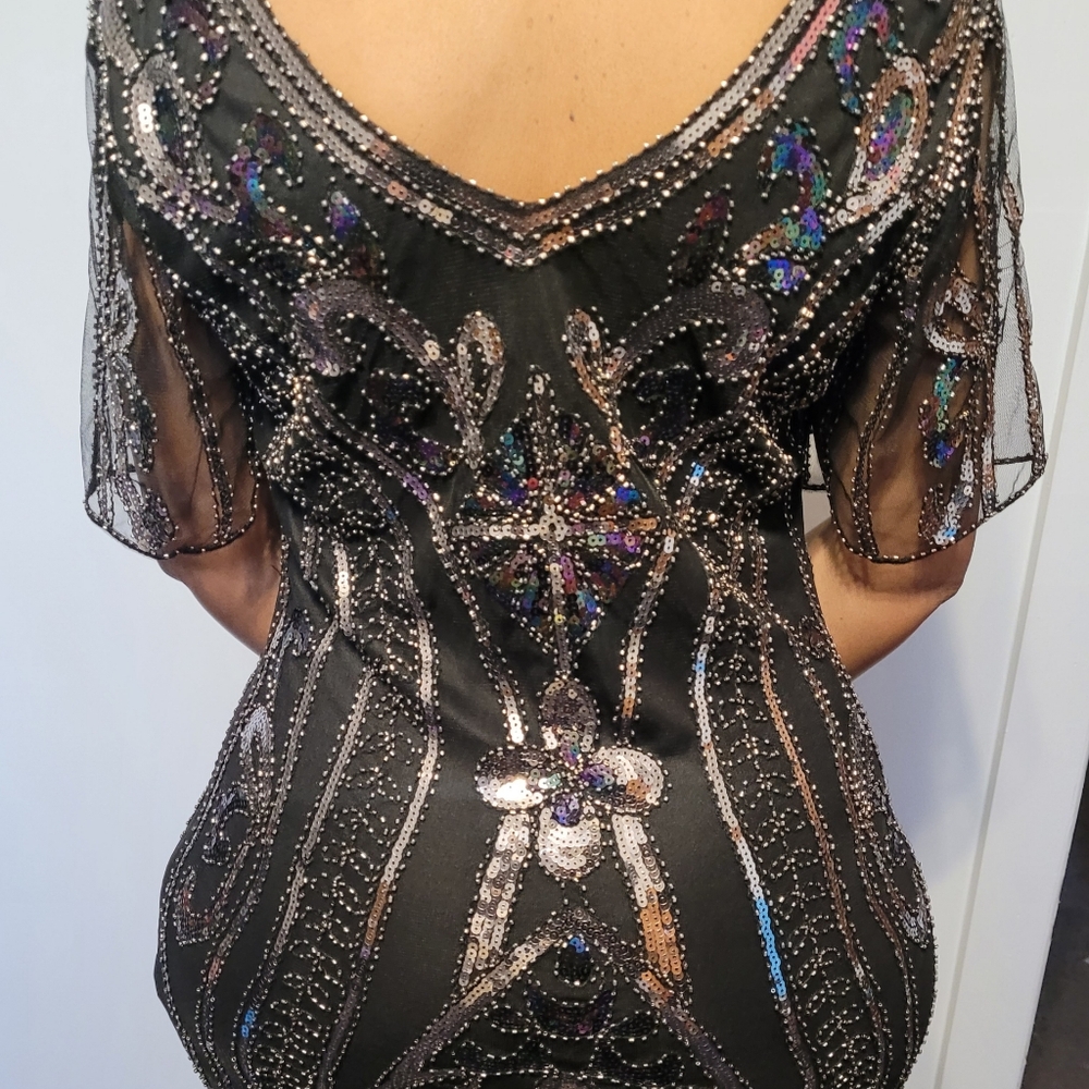 Elegant Black Beaded Dress